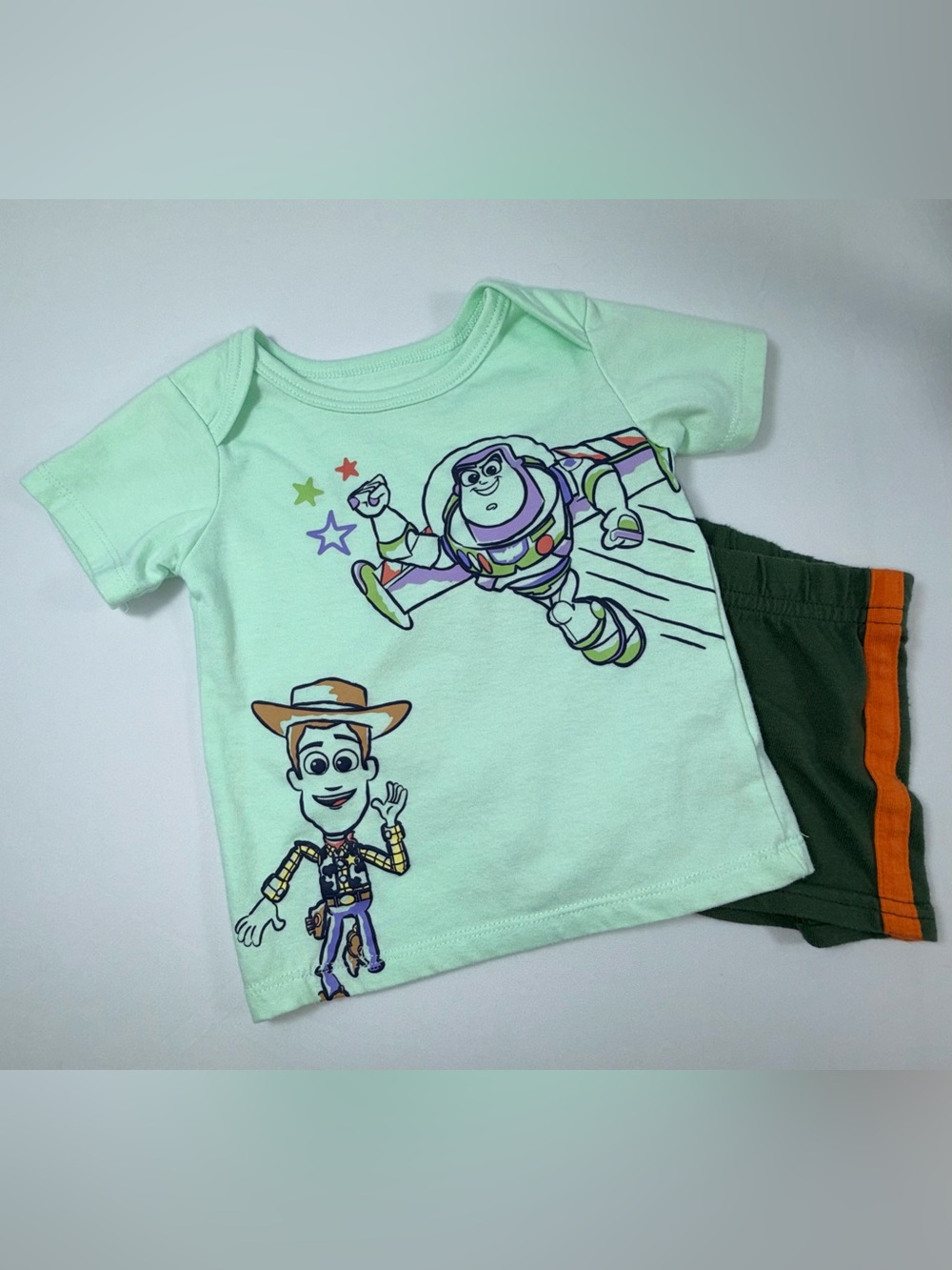 Disney Baby 0-3M/3-6M Toy Story Buzz & Woody 2-Piece Graphic Tee & Shorts Set